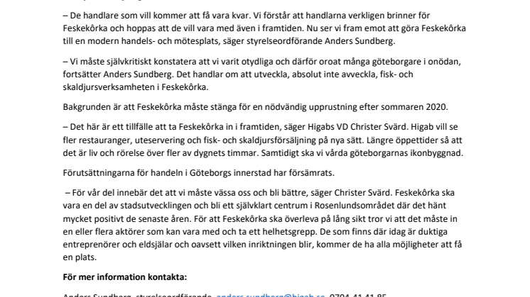 Higabs besked: Så tar vi Feskekôrka in i framtiden