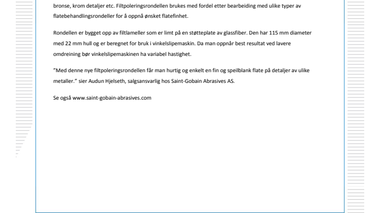 Speilblank flate med ny filtpoleringsrondell