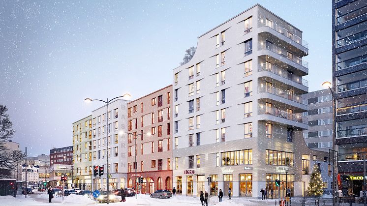 Kv. Basaren i centrala Sundbyberg. (Illustration: Balder/Dinell Johansson).