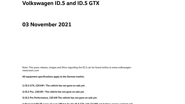 Verdenspremiere på ID.5 og ID.5 GTX – Lang version af pressetekst på engelsk