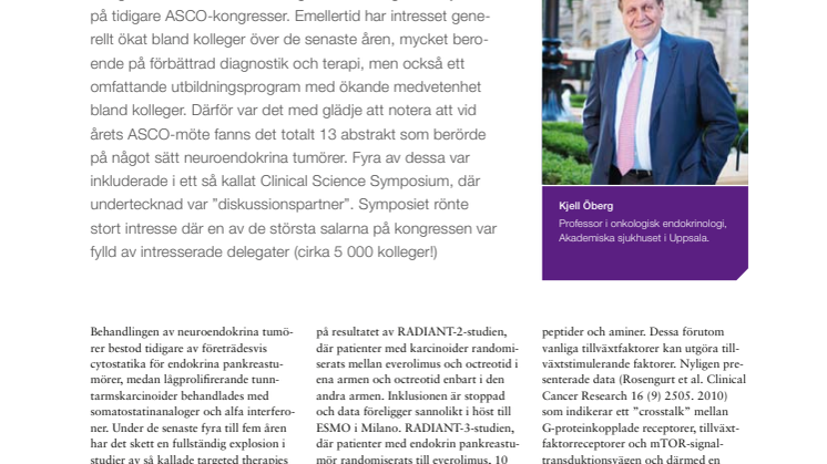 Neuroendokrina tumörer - professor Kjell Öberg rapporterar från ASCO 2010