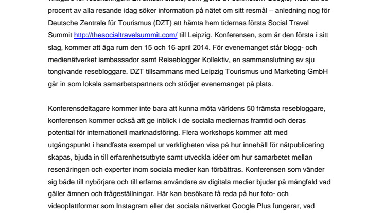 DZT tar hem Social Travel Summit till Leipzig