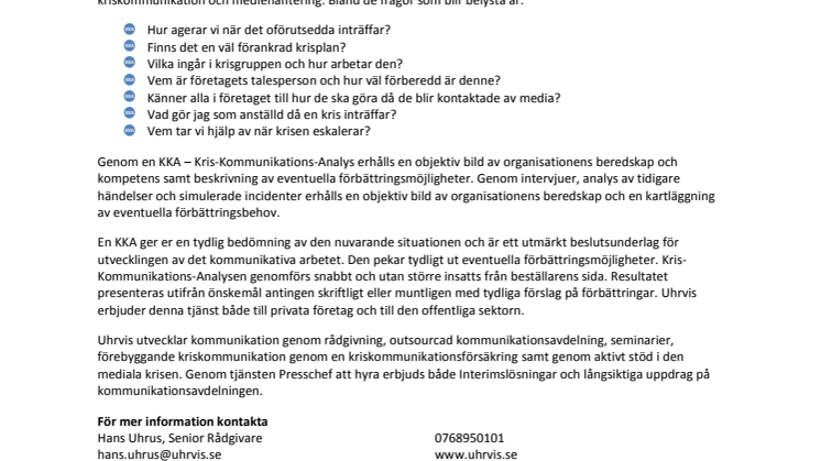 KKA – Kris-Kommunikations-Analys säkerställer bra kriskommunikation