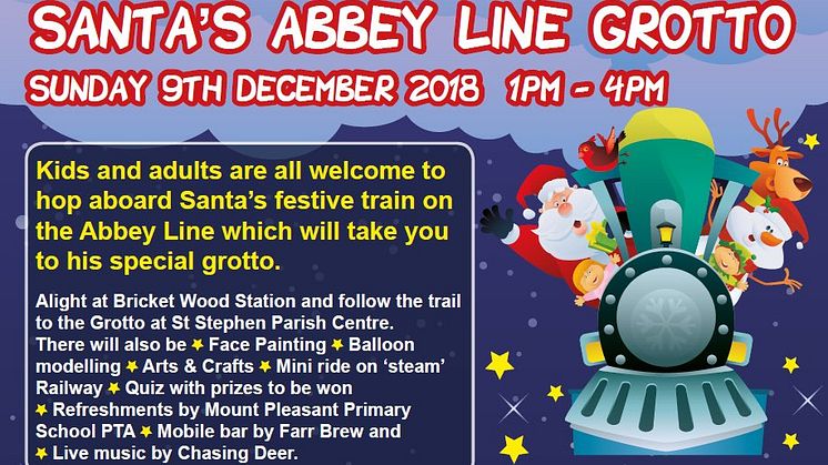 Families invited to join Santa’s festive train on the Abbey Line this Christmas