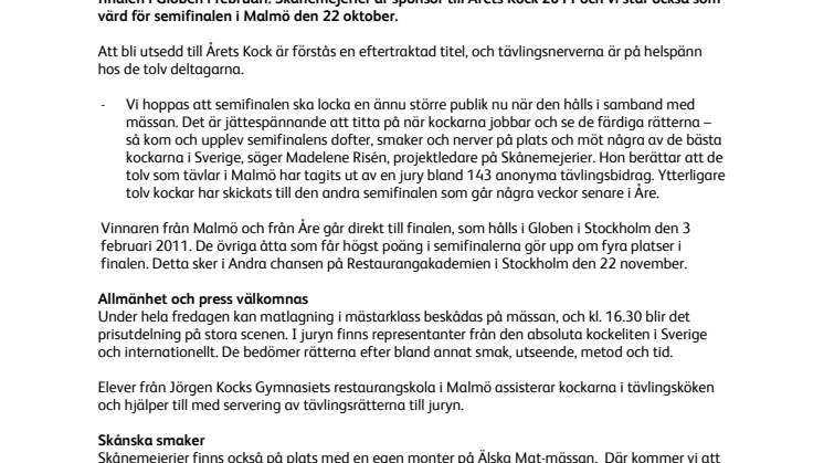 Semifinal i Årets Kock på Älska Mat-mässan