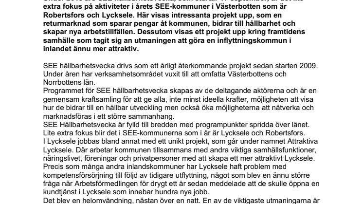 Lycksele och Robertsfors årets SEE-kommuner
