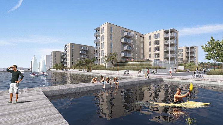 Havnefronten på Horsens Havn består af ialt 87 lejligheder med fantastisk udsigt over fjorden 