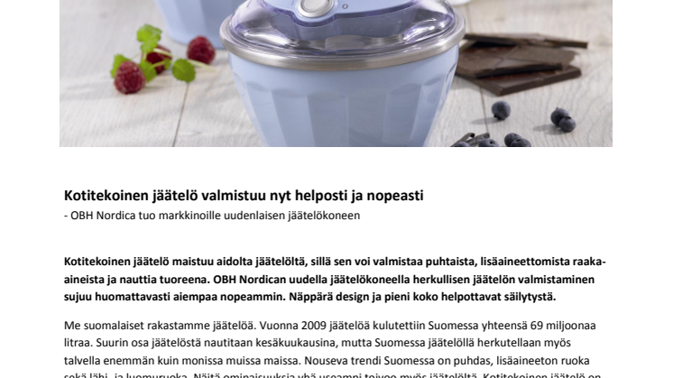 Kotitekoinen jäätelö valmistuu nyt helposti ja nopeasti
