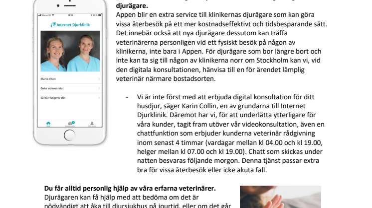 Internet Djurklinik – Rådgivning direkt i telefonen via chatt eller videosamtal.