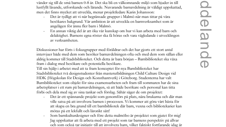 Nu satsar Stadsbiblioteket på ett nytt barnbibliotek