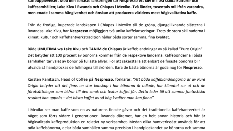 Nespresso tar med kaffeälskare till Rwanda och Mexiko
