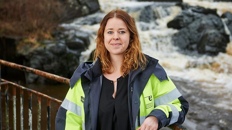 Charlotta Ekstrand jobbar som driftingenjör på Uddevalla Energi och är projektledare för arbetet med att modernisera miljötillstånden för samtliga fem vattenkraftverk.