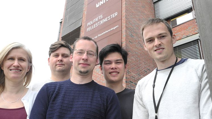 Utviklerteamet bak den nye versjonen av Cristin. Fra venstre: Gordana Ilic Holen, Mathias Håheim Johnsen, Daniel Sachse, Timothy Lim, Harald Borgenvik