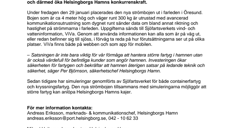 Strömboj i Helsingborgs Hamn stärker konkurrenskraft