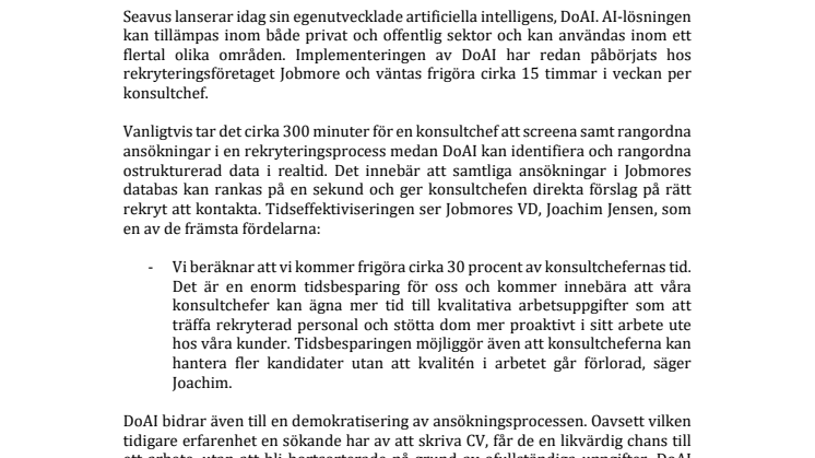 Seavus lanserar artificiell intelligens för privat och offentlig sektor