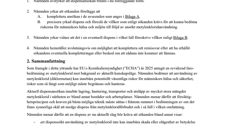 Bilaga 3 - Förslag på yttrande som tillägg till kommunens svar på Kemikalieinspektionens remiss 250422.pdf