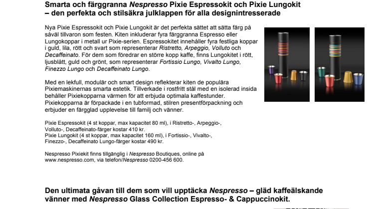 Nespresso presenterar årets julklappar  Eleganta och innovativa gåvor för alla tillfällen 