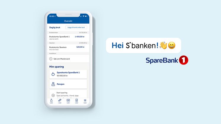 Nå kan du også se Sbanken-kontoer i SpareBank 1s nett- og mobilbank