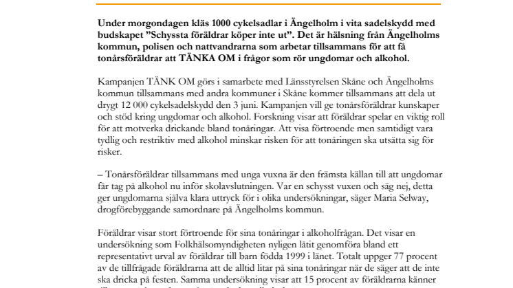 ​Tonårsföräldrar och unga vuxna uppmanas att tänka om inför skolavslutningen