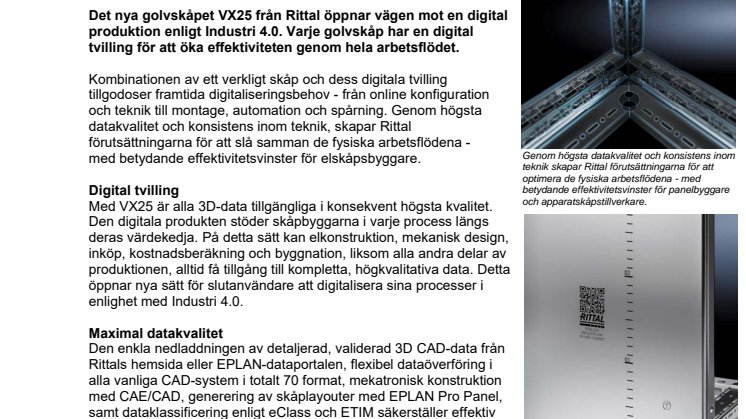 Nya golvskåpet VX25 skapar arbetsflöden för Industri 4.0