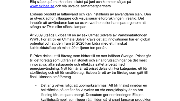 Exibea nominerad till E-Prize i kategorin bästa småföretag