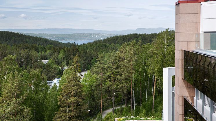 Rosenholm Campus er månedens prosjekt i februar. Byggets brukere har god tilgang til natur. Foto: Inger Marie Grini/Aspelin Ramm.