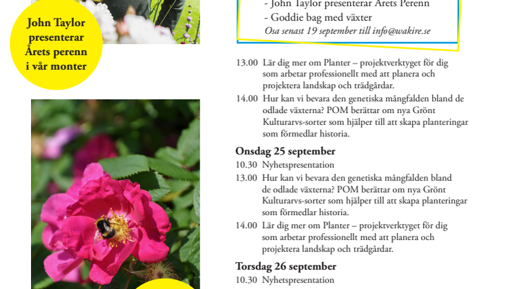 Pressinbjudan Årets Perenn! Blomsterfrämjandet på Elmia Park/Garden