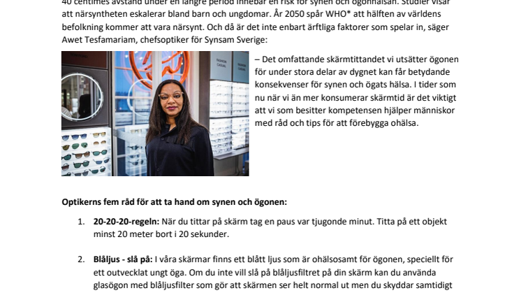 Ögonhälsan viktig i coronatider – fem tips från optikern