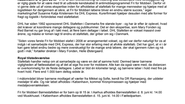 DHL Express, Mary Fonden og Red Barnet sammen om stafetløb til børn 