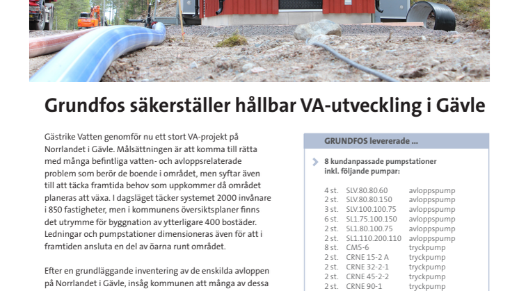 Grundfos säkerställer hållbar VA utveckling i Gävle
