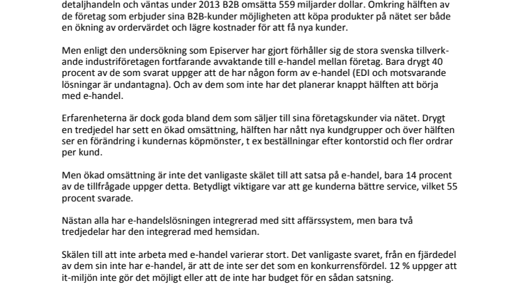 Svensk industri ligger efter inom e-handel