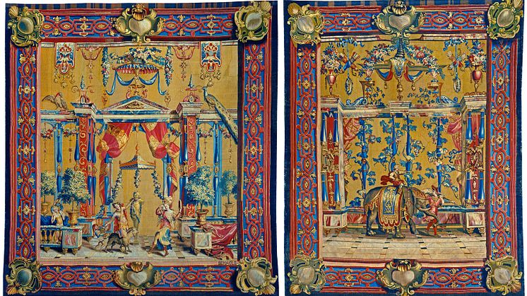 Tapestries "Grotesques de Berain”, 1696. Photo: Linn Ahlgren/Nationalmuseum.  