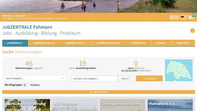 Ab sofort finden Jobsuchende verfügbare Arbeitsstellen in der neuen Online-Jobbörse © Tourismus-Service Fehmarn