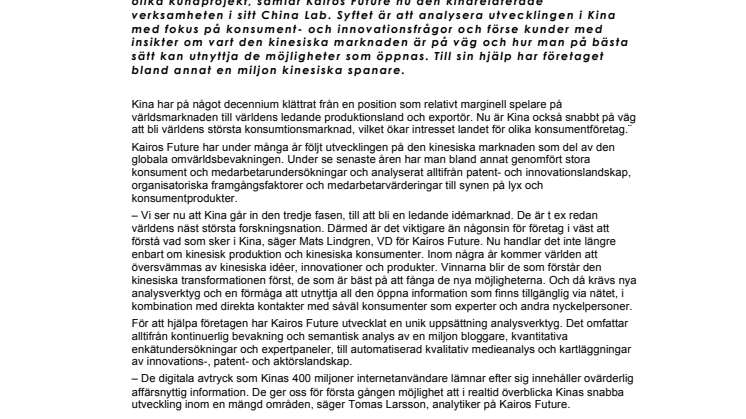 Kairos Future hjälper företag att förstå Kinas möjligheter genom nystartat CHINA LAB