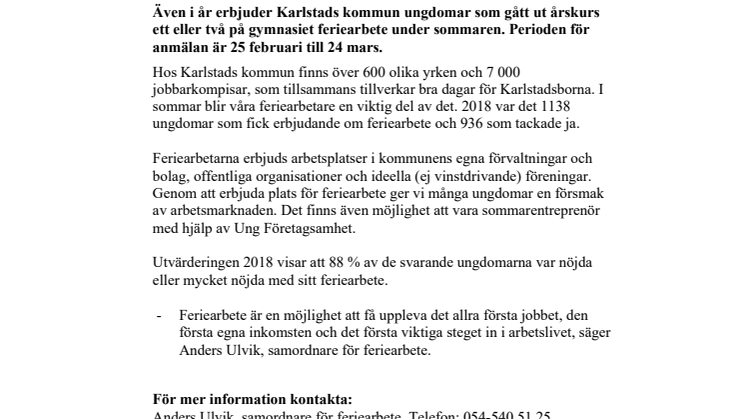 Feriearbetare är med och skapar bra dagar för Karlstadsborna