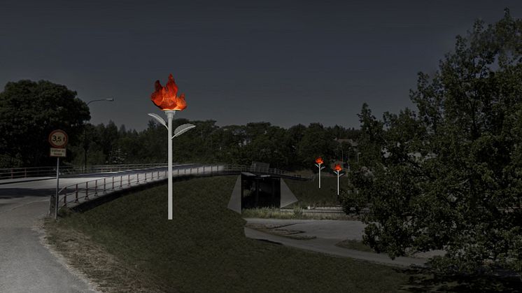 − Belysningen ska gestalta eldsblommornas olika skeenden, från den tändande gnistan över de rasande flammorna till den falnande glöden, säger konstnärerna Guangjuan Zhang och Jan Stenberg .
