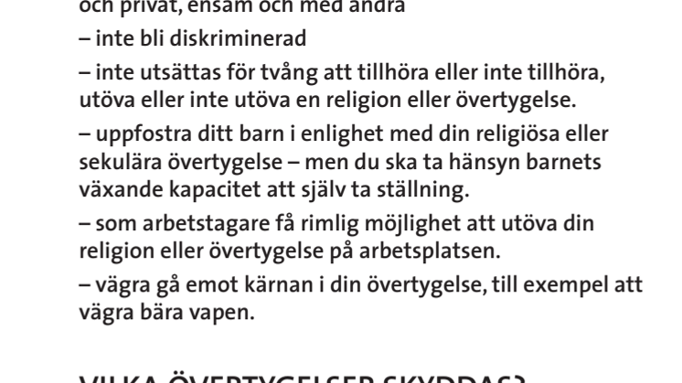 Flygblad för manifestation för religions- och övertygelsefrihet
