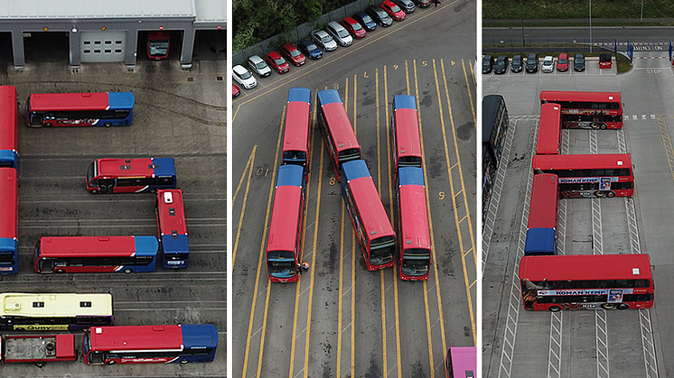 Team members also positioned buses to spell out 'GNE'