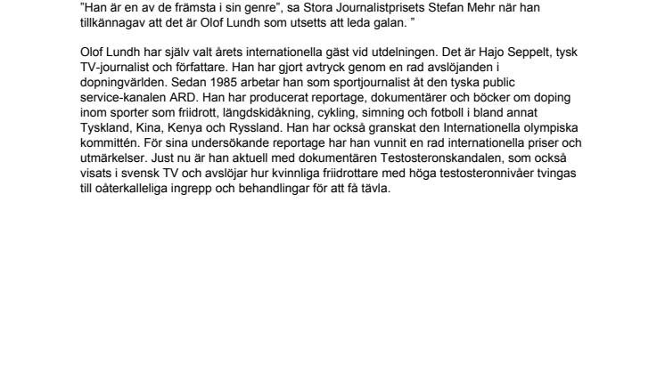 ​Olof Lundh programvärd och Hajo Seppelt internationell gäst vid utdelningen av Stora Journalistpriset