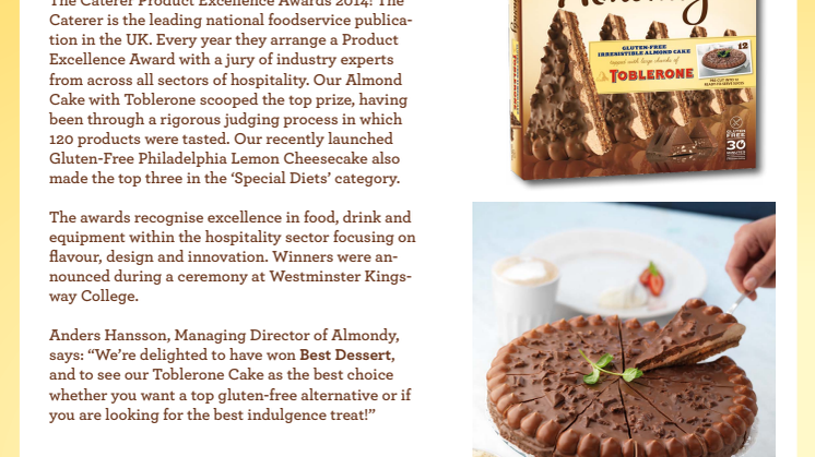 Vår Toblerone-tårta fick pris som bästa dessert i UK!