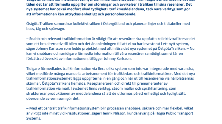 Snabbare och tydligare information till Östergötlands resenärer