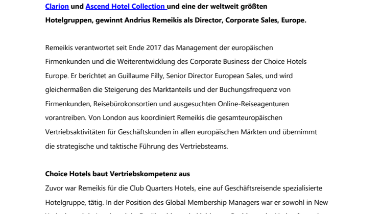 Europäisches Corporate Sales Team unter neuer Führung
