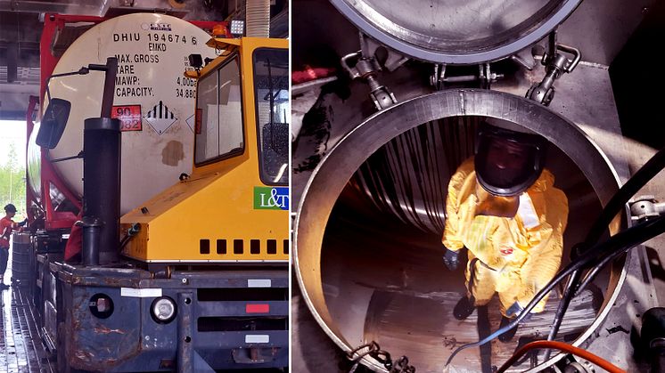 Rengöring av tankcontainrar hos Lassila & Tikanoja i Finland