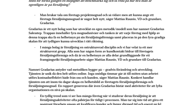Vill du få en helhetsbild av företagets försäljningsförmåga? Ny metod visar hur hög mognadsgraden är inom försäljning.