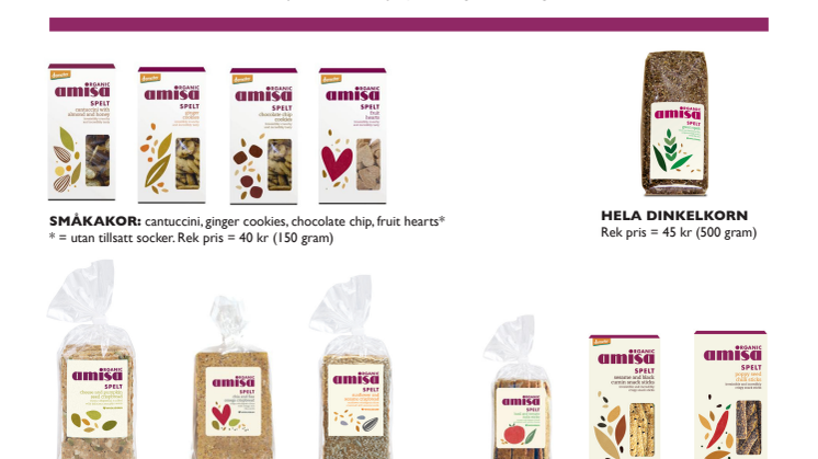Amisa dinkel & eko - ny serie med dinkelprodukter