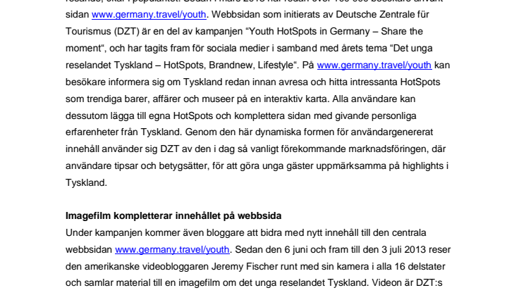 Video om Youth HotSpots i reselandet Tyskland
