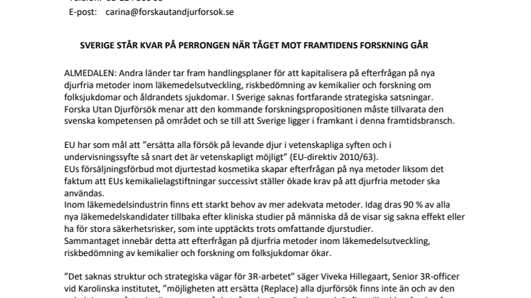 Sveriges står kvar på perrongen när tåget mot framtidens forskning går