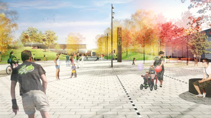 Bygge av Arenatorget och Slutspelsparken leder om cykeltrafik