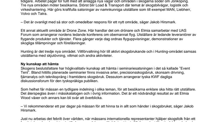 Tre nya områden på största skogsmässan någonsin