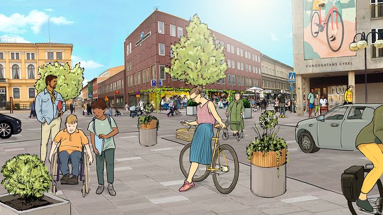 Illustration av Kristinehamns centrum, av Mattias Käll